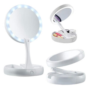 Espejo Doble Con base Plegable Con Luz Led