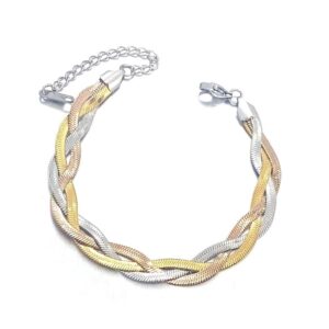 Pulsera trensada 3 colores acero quirurgico