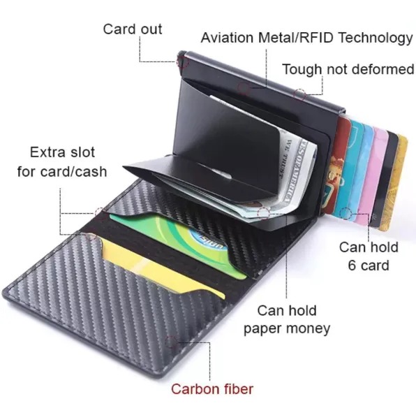 Billetera Con Tarjetero Rfid Antirrobo Anti Clonación / A Rayas - Imagen 2