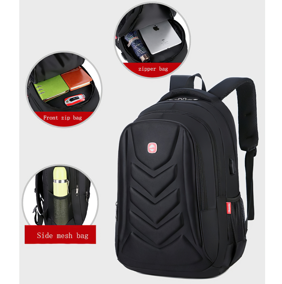 Mochila Anti Robo Con Goma Eva 45x30x20cm Con Puerto USB - Imagen 3