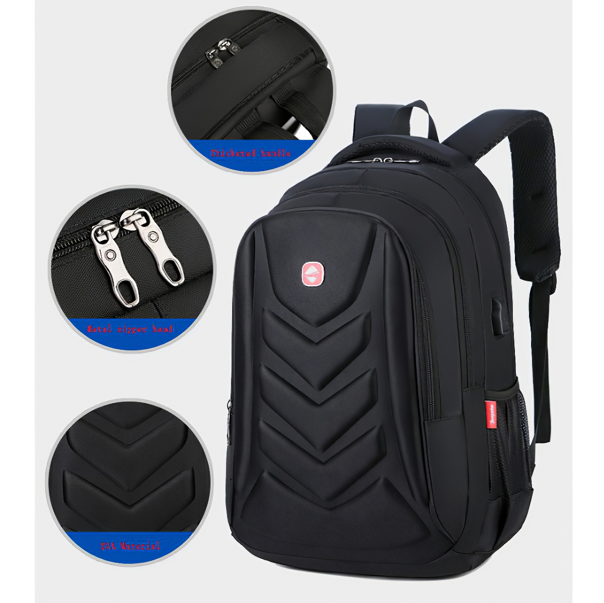 Mochila Anti Robo Con Goma Eva 45x30x20cm Con Puerto USB - Imagen 4