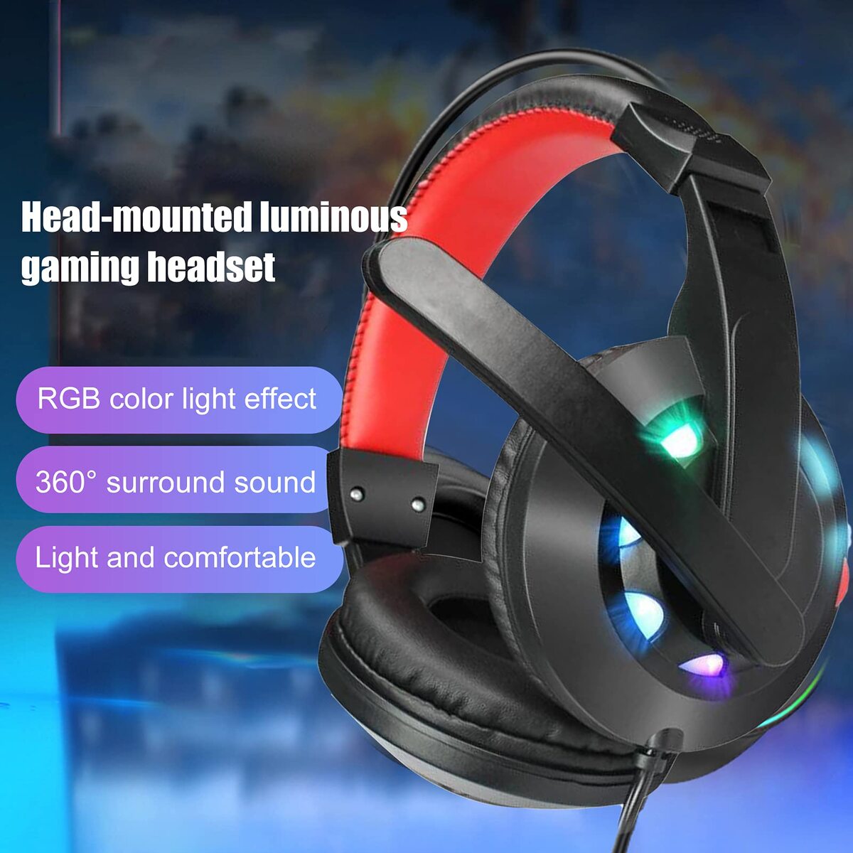 Auriculares Gamer MISDE A65 / Luces Led RGB / Micrófono / USB / 3.5mm / Con Control De Volumen - Imagen 3