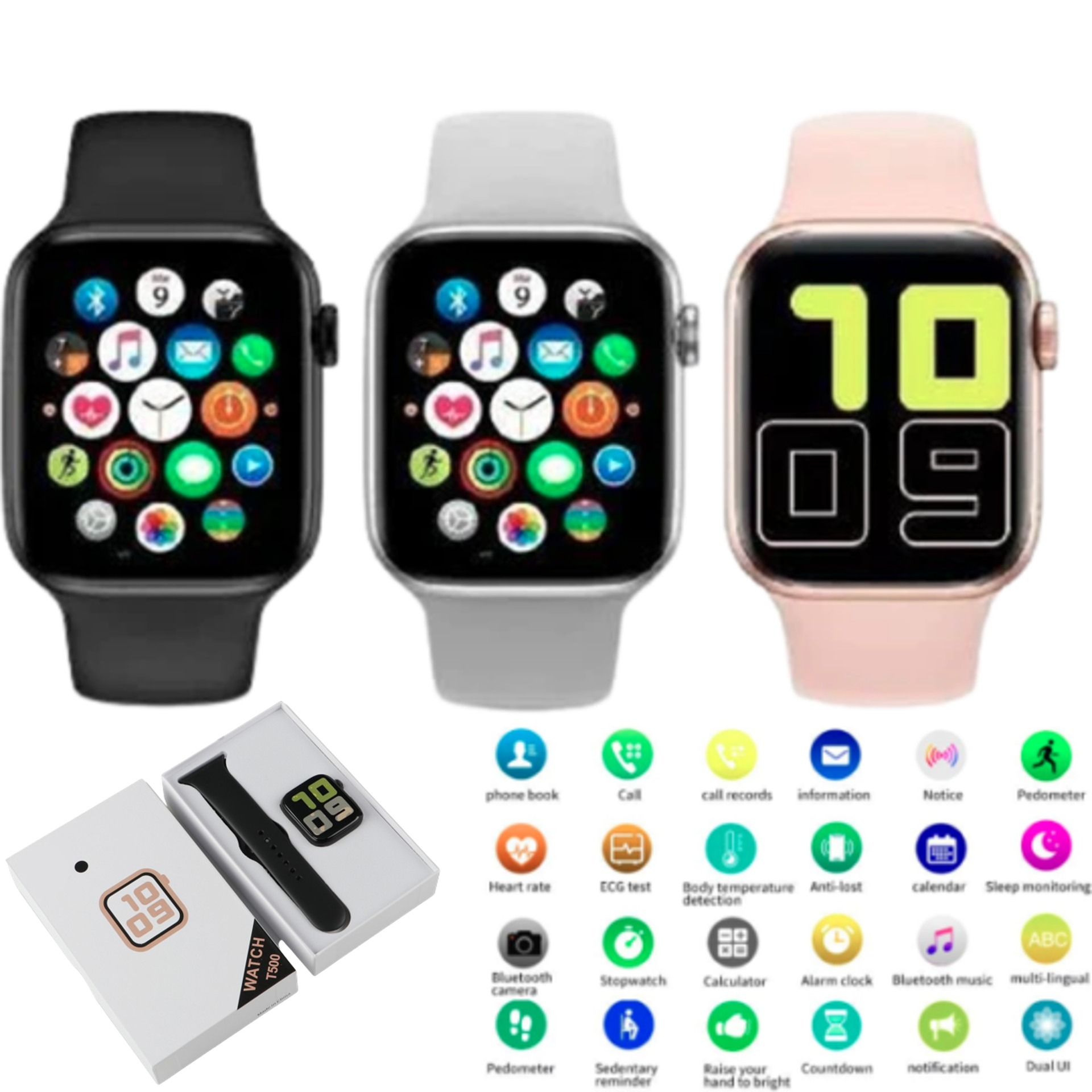 Reloj Inteligente Smartwatch Fitness T500 / Pantalla 1.8