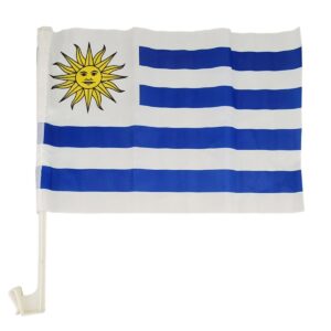 Bandera Uruguay 30x45 Con Soporte Para Auto