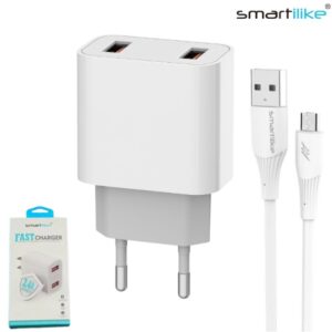 Cargador De Pared Doble USB 2,4A + Cable micro / Smartilike MT-T03