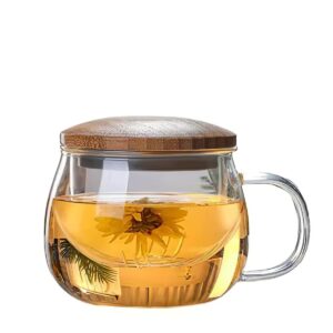 Taza de vidrio con infusor y tapa de bambú 320ml