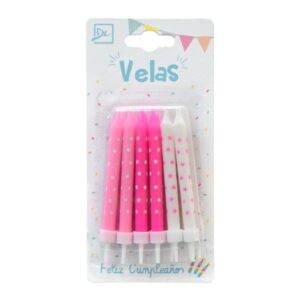Vela Con Estrellas X12 Rosada o Celeste