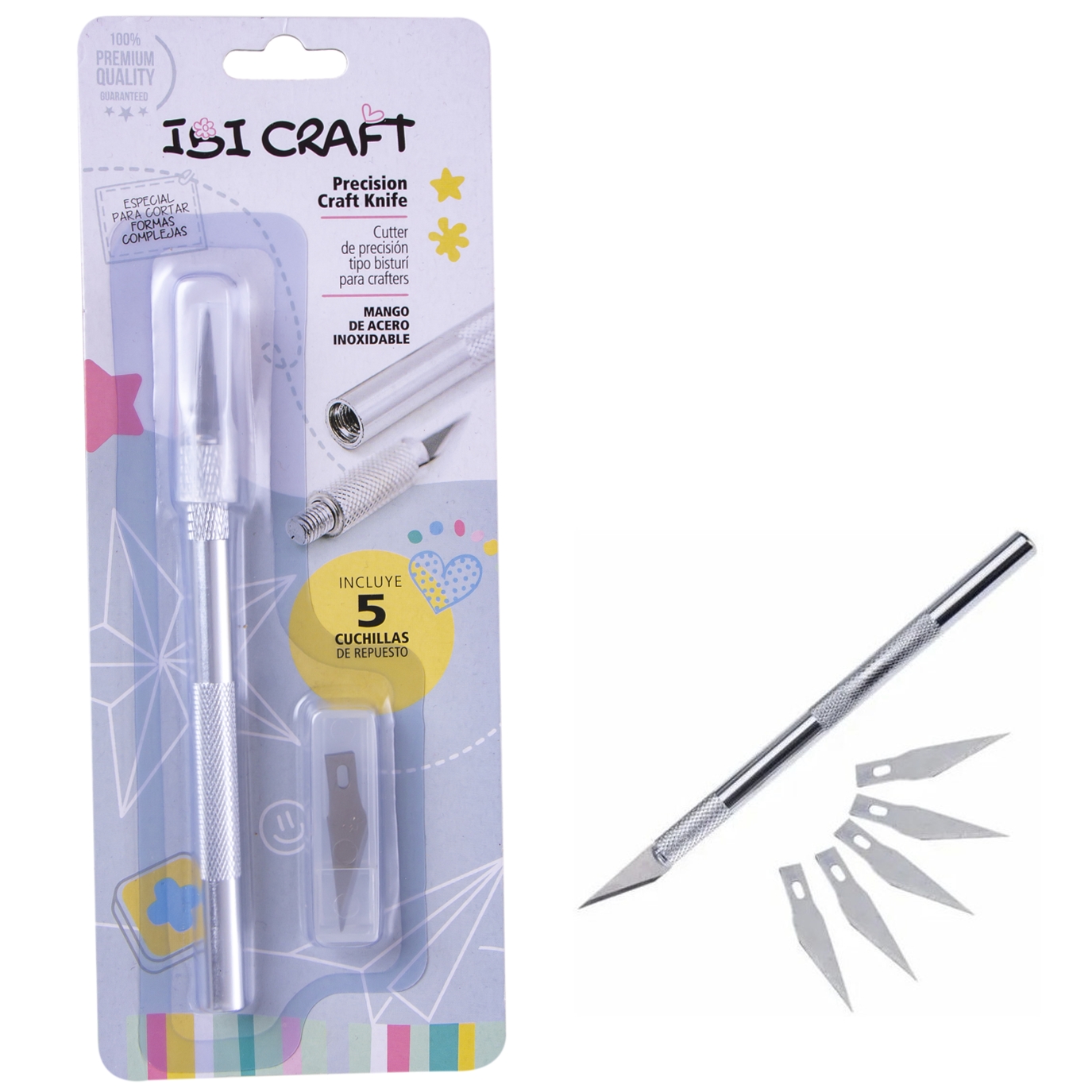 Cortante de Precision Ibi Craft Cuerpo Aluminio set c/ 5 hojas KM202