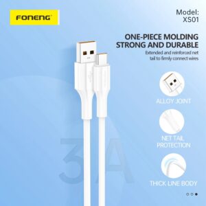 CABLE USB A TIPO C USB XS01 2.1A 1MT FONENG