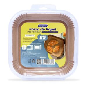 Forro de papel cuadrado desechable antiadherente para freidora de aire, horno microondas Bompack